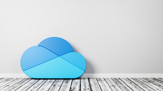 Microsoft Onedrive Logo on Wooden Floor Against Wall