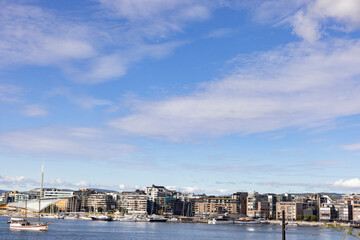 View towards Akerbrygge in Oslo, Norway, Europe