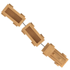 3d rendering illustration of a wooden train toy