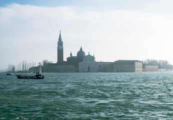 san giorgio maggiore city and ferry boat in Venice