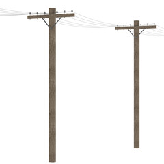 3d rendering illustration of a wooden telephone pole - obrazy, fototapety, plakaty