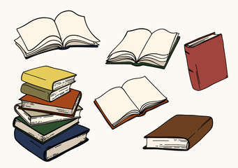 Set of Vector Hand Drawn Book Illustrations