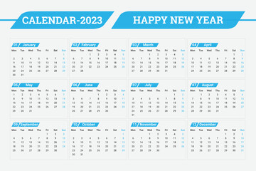 2023 new year clean calendar template
