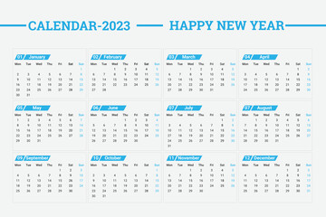 2023 new year clean calendar template