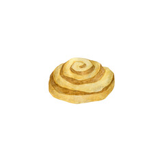 Watercolor drawing, fresh baking on white background