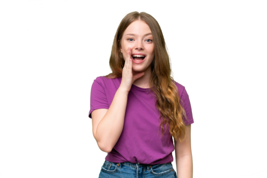 Young pretty woman over isolated background with surprise and shocked facial expression