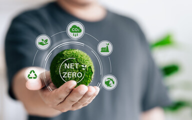 concept of net zero , carbon neutral. Net zero greenhouse gas emissions target. Climate neutral...
