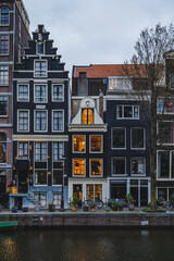 Houses in Amsterdam on the canal Netherlands Holland