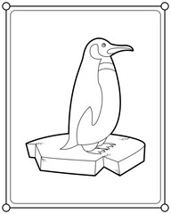 Penguin on ice suitable for children's coloring page vector illustration