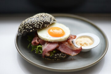 Black buns hamburger