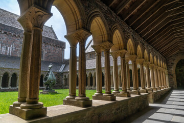The cloister, Iona Abbey, north side, showing the sculpture 