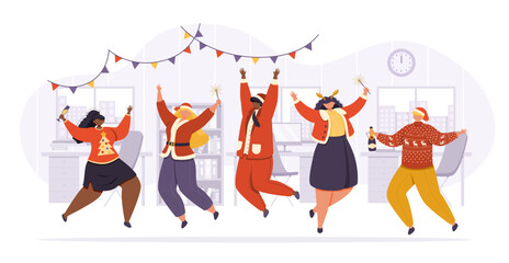 New Year's or Christmas party in the office.