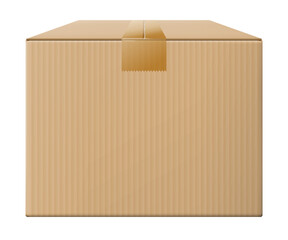 Closed cardboard box on transparent background. Retail, logistics, delivery and storage concept. PNG clipart