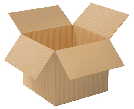 Open cardboard box on transparent background. Retail, logistics, delivery and storage concept. PNG clipart