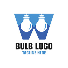 Letter W Bulb Logo Design Template Inspiration, Vector Illustration.