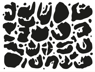 Black color abstract shapes. Leopard texture background.