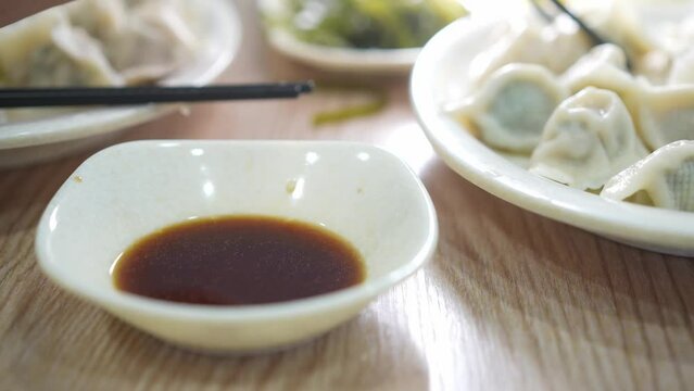 delicious dumpling in restaurant