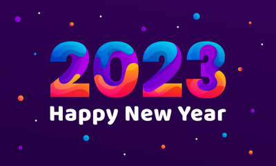 Happy new year 2023 colorful gradient greeting card banner template vector