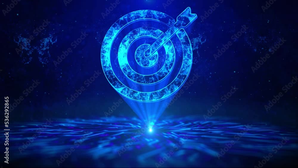 Poster target goal text with hud rotation digital technology interface sci fi hologram cyberspace loop. mod