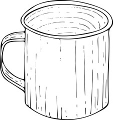 Hand drawn mug icon. Vector illustration, doodle style.