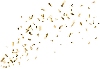 confetti png. Gold confetti falls from the sky. Glittering confetti on a transparent background. Holiday, birthday and Christmas decoration - obrazy, fototapety, plakaty