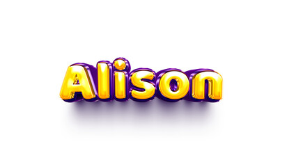 Alison names of girls English helium balloon shiny celebration sticker 3d inflated