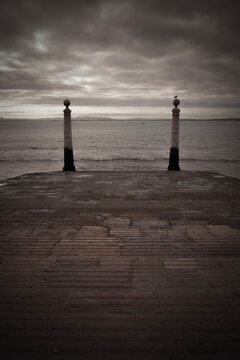 The Pier With Two Columns Facing The Sea