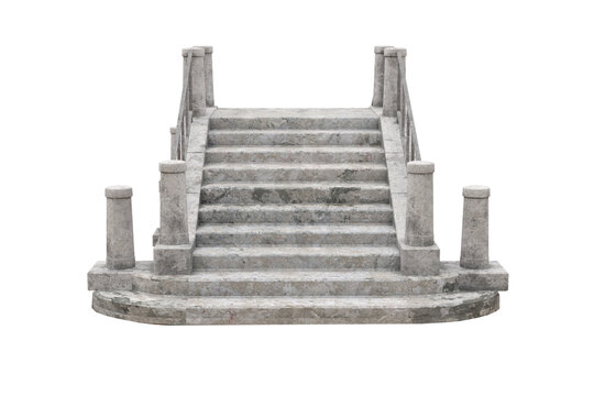 White stone steps leading to a Venetian canal bridge. 3D illustration isolated.