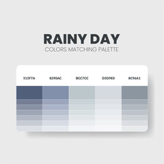 Obraz premium Rainy day color scheme. Color Trends combinations and palette guide. Example of table color shades in RGB and HEX. Color swatch for fashion, home, interiors, design. Colour chart vector. Illustration.
