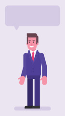 Businessman three quarters face standing and smiling