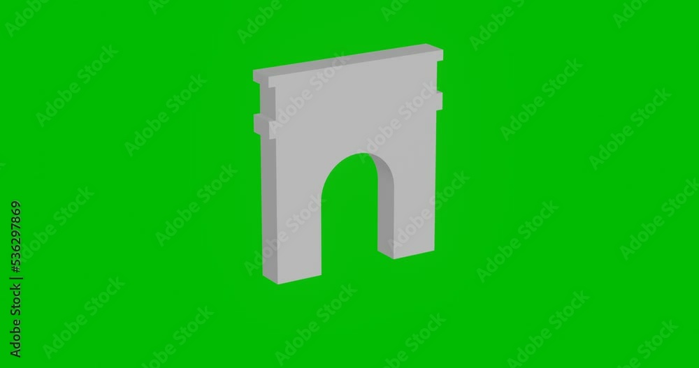 Poster animation of rotation of a white arch symbol with shadow. simple and complex rotation. seamless loop
