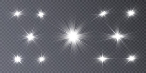 Light effect. Flash of light, star on a transparent background. Sun, summer. light sunlight.