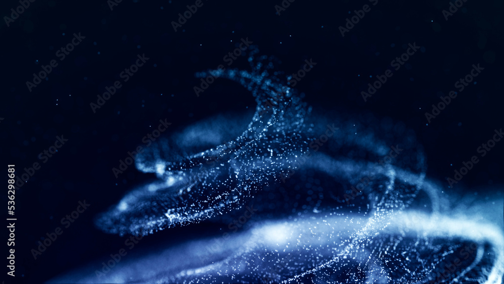 Poster whirlwind of dust particles. abstract primitives. 3d rendering