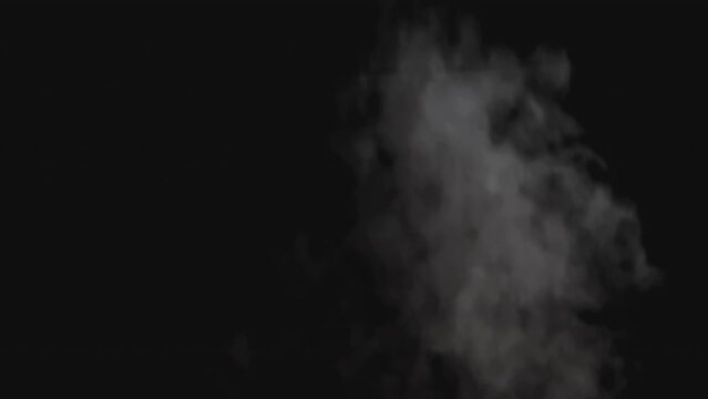 Smoke with Alpha channel. Realistic smoke or vapor clouds rise up on a transparent background. Special effect, texture, footage, use in composite and video editing. Smoke atmosphere fog overlay. 4K