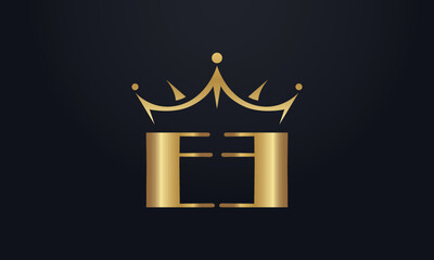 King crown logo design vector and extra bold queen symbol