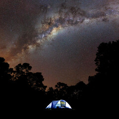 camping in the night
