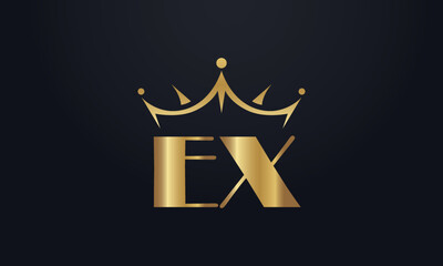 King crown logo design vector and extra bold queen symbol