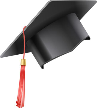 Graduation Cap. Black Hat At Graduation At The University. Symbol Of Academic Education, Higher University Bachelor Headdress.