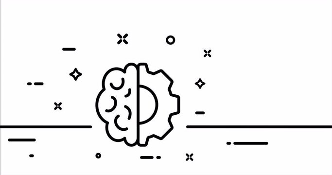 Personal growth. Brain pump, rethinking, idea, lamp, creative thinking, teamwork, team building. Motivation concept. One line drawing animation. Motion design. Animated technology logo. Video 4K