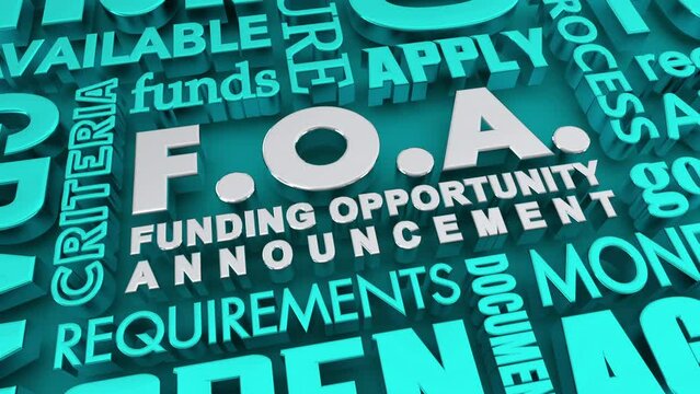 FOA Funding Opportunity Announcement Grant Application Money Process 3d Animation