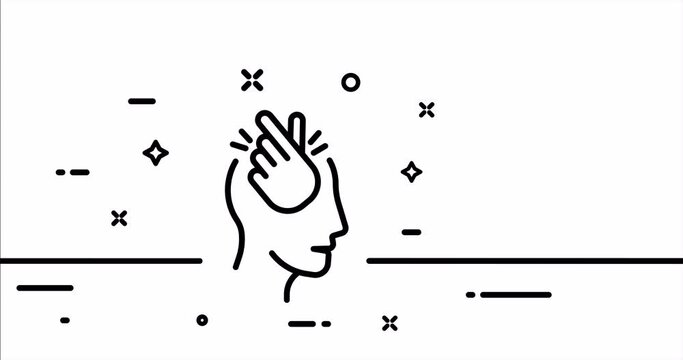 Inspiration. Cloud, idea, art, brush, drawing, love, Korean heart, muse. Kheart concept. One line drawing animation. Motion design. Animated technology logo. Video 4K