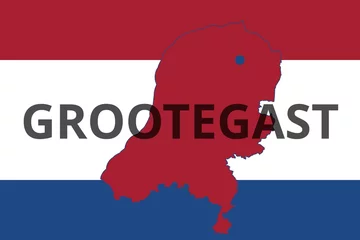 Deurstickers Grootegast: Illustration mit dem Namen der niederländischen Stadt Grootegast in der Provinz Groningen © Modern Design & Foto