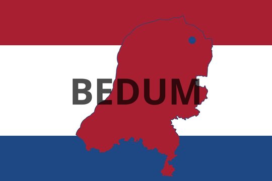 Bedum: Illustration mit dem Namen der niederl&auml;ndischen Stadt Bedum in der Provinz Groningen