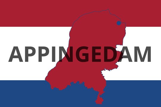 Appingedam: Illustration mit dem Namen der niederländischen Stadt Appingedam in der Provinz Groningen