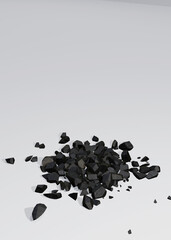 isolated pile of black coal rock