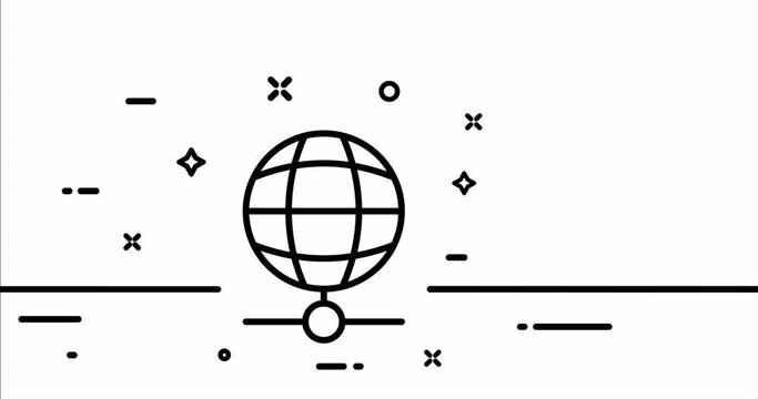 Globe. World, orbit, axis, equator, earth, setting, sphere, geolocation, Caring for environment. Topography concept. One line drawing animation. Motion design. Animated technology logo. Video 4K