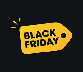 Yellow tag vector. Black Friday design. Sales, promo