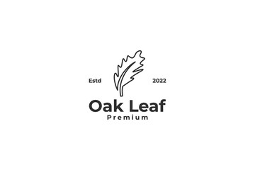 Line oak leaf logo design vector template illustration