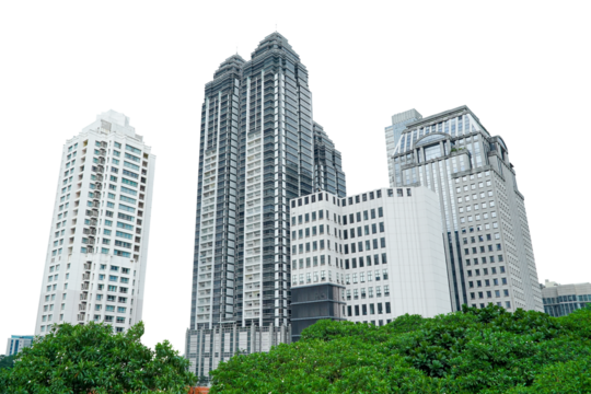 skyscrapers in downtown city. city building landscape, some people said many high building is like city landmark of jakarta amazing for design or brochure or company profile. High building transparent