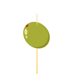 Pickled olives vector. stuffed olive skewer.